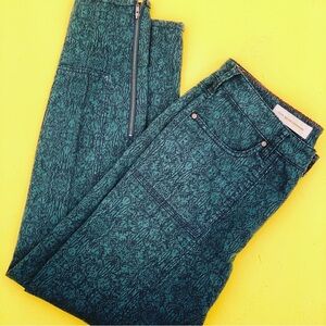 PILCRO & The LETTERPRESS zip ankle crop jean anthropologie size 29 damask green